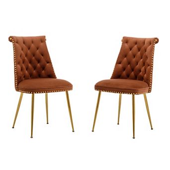 Clihome Velvet Upholstered Dining Chairs 2 pc Set