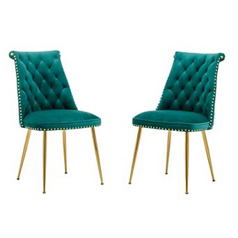 Clihome Velvet Upholstered Dining Chairs 2 pc Set