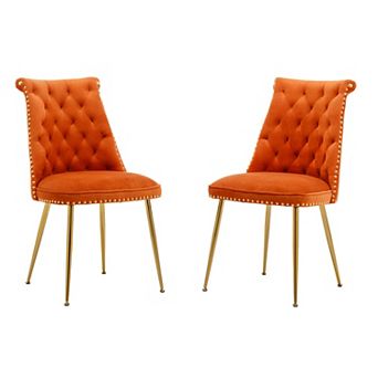 Clihome Velvet Upholstered Dining Chairs 2 pc Set