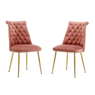 Clihome Velvet Upholstered Dining Chairs 2 pc Set