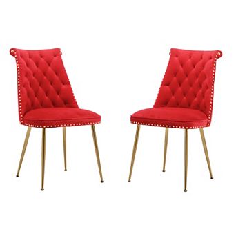 Clihome Velvet Upholstered Dining Chairs 2 pc Set