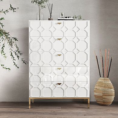 Clihome High-gloss 5-Drawer Storage Dresser