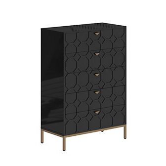 Clihome High-gloss 5-Drawer Storage Dresser