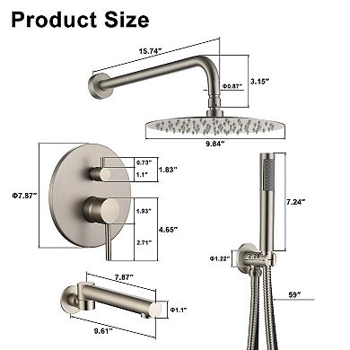 Clihome 10in Shower Faucets Sets Complete with Swivel Tub Spout