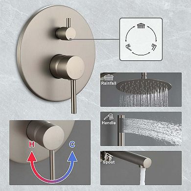 Clihome 10in Shower Faucets Sets Complete with Swivel Tub Spout