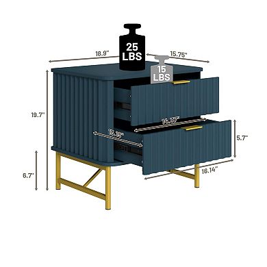 Clihome Storage Nightstand with 2 Drawers