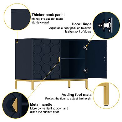 Clihome Two Door Glossy Media Storage Sideboard Buffet