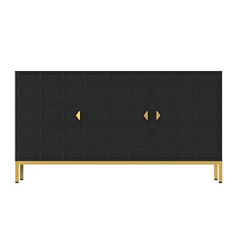 Clihome 3-Door Glossy Media Storage Sideboard Buffet