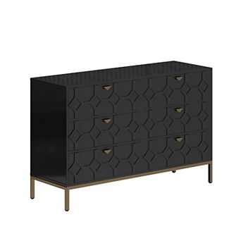 Clihome High-gloss Storage 6 Drawer Double Dresser