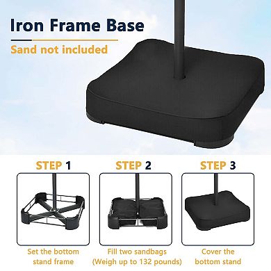 Clihome 15ft Solar Lights Detachable Patio Umbrella with Base