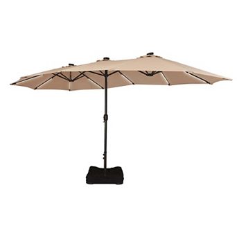 Clihome 15ft Solar Lights Detachable Patio Umbrella with Base