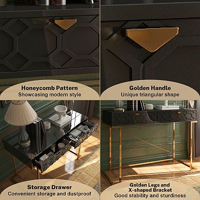 Clihome Glossy Home Office Writing Desk with Storage Drawers