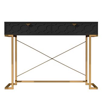 Clihome Glossy Home Office Writing Desk with Storage Drawers