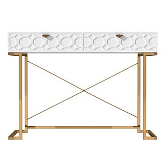 Clihome Glossy Home Office Writing Desk with Storage Drawers