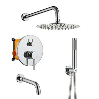 Clihome 10 in Shower System Set with Tub Spout Rainfall Shower Head System