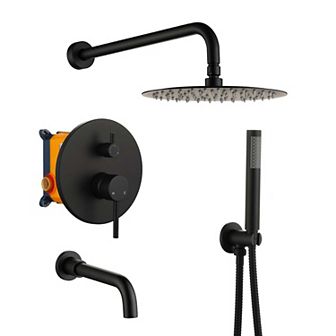 Clihome 10 in Shower System Set with Tub Spout Rainfall Shower Head System