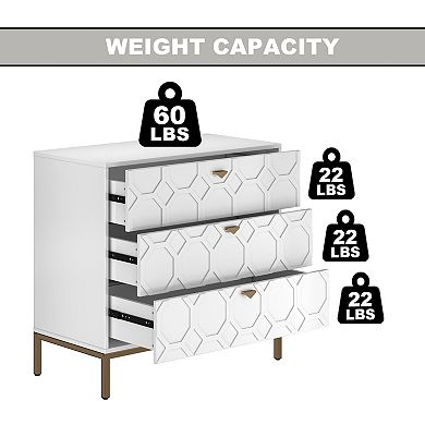 Clihome High-gloss 3-Drawer Storage Dresser Chest
