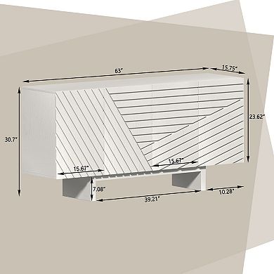 Clihome Mid-century Wood Buffet Sideboard Storage Cabinet with 4 doors