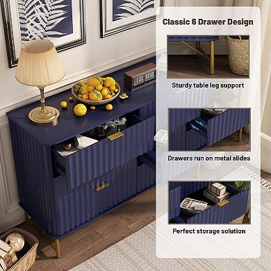 Clihome Dresser for Bedroom with 6 Drawers