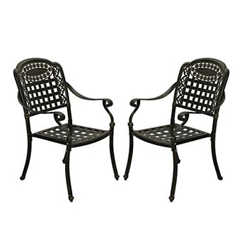 Clihome 2 pc Cast Aluminum Patio Bistro Chairs
