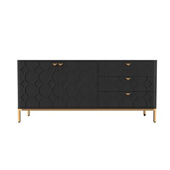 Clihome High-gloss 2-Door Accent Cabinet with 3 Drawer Dressers