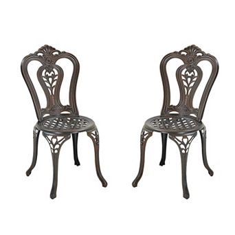 Clihome 2 pc Vintage Cast Aluminum Patio Dining Chairs Vintage Patio Furniture