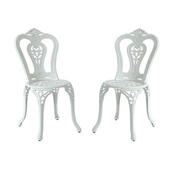 Clihome 2 pc Vintage Cast Aluminum Patio Dining Chairs Vintage Patio Furniture