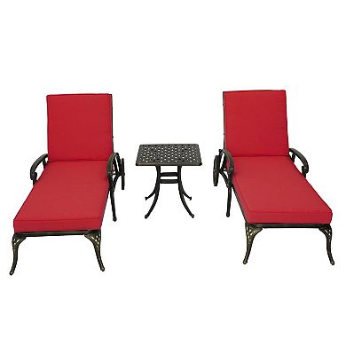 Clihome Cast Aluminum Lounge Chairs for Outside Set with Cushion