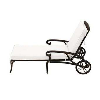 Clihome Cast Aluminum Lounge Chairs for Outside Set with Cushion