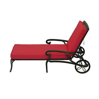 Clihome Cast Aluminum Lounge Chairs for Outside Set with Cushion