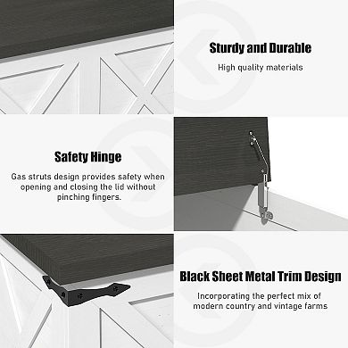 Clihome Farmhouse White Square Coffee Table with Hidden Storage