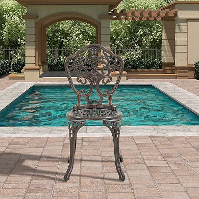 Clihome 2PCS Cast Aluminum Patio Dining Chairs Vintage Patio Furniture