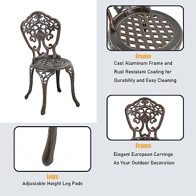 Clihome 2PCS Cast Aluminum Patio Dining Chairs Vintage Patio Furniture