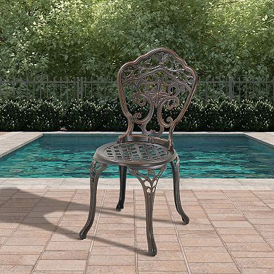 Clihome 2PCS Cast Aluminum Patio Dining Chairs Vintage Patio Furniture