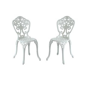 Clihome 2 pc Cast Aluminum Patio Dining Chairs Vintage Patio Furniture