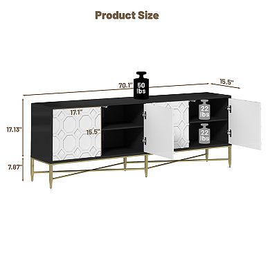 Clihome Modern Four-door TV cabinet with Press Design