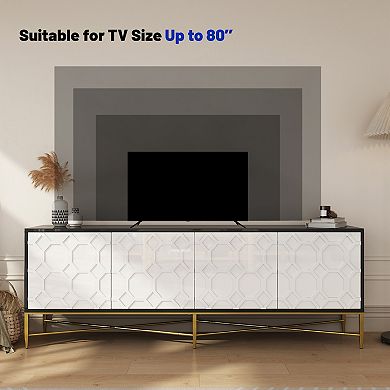 Clihome Modern Four-door TV cabinet with Press Design