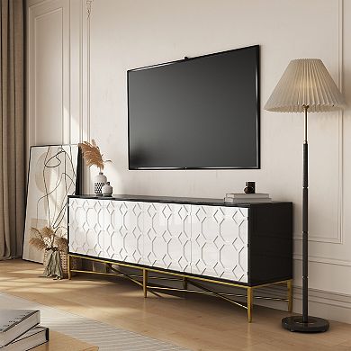 Clihome Modern Four-door TV cabinet with Press Design