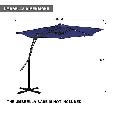 Clihome 10ft Crank LED Lights Cantilever Offset Patio Umbrella with Rotating Foot