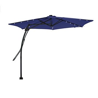 Clihome 10ft Crank LED Lights Cantilever Offset Patio Umbrella with Rotating Foot