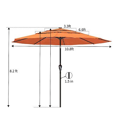 Clihome 11ft 3-Tier Led Lights Patio Umbrella