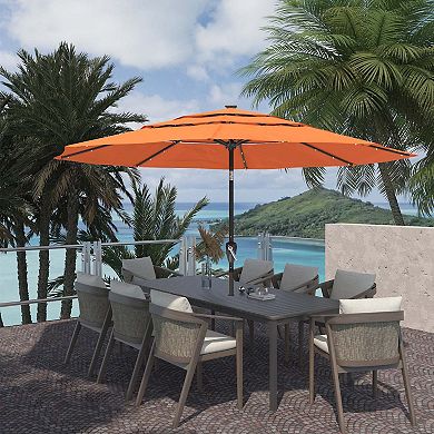 Clihome 11ft 3-Tier Led Lights Patio Umbrella