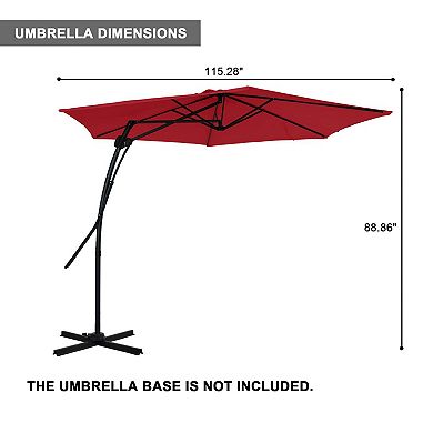 Clihome 10ft Crank Cantilever Offset Patio Umbrella with Rotating Foot