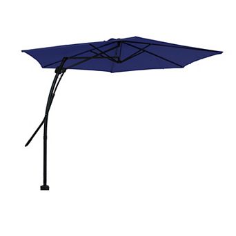 Clihome 10ft Crank Cantilever Offset Patio Umbrella with Rotating Foot