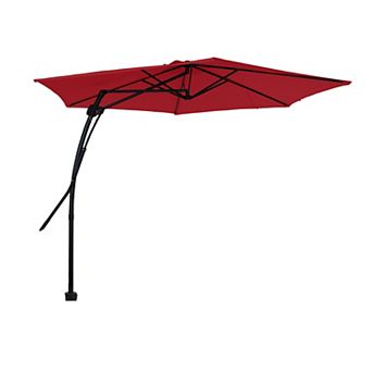 Clihome 10ft Crank Cantilever Offset Patio Umbrella with Rotating Foot