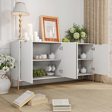 Clihome Storage Cabinet Sideboard with 4 Doors