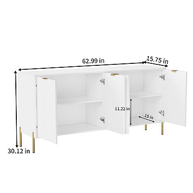 Clihome Storage Cabinet Sideboard with 4 Doors