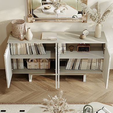 Clihome Modern Wood Storage Sideboard with 4 Cabinets