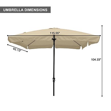 Clihome 10 X 8 Ft Skirted Canopy 8 Ribs Square Outdoor Umbrella with Base