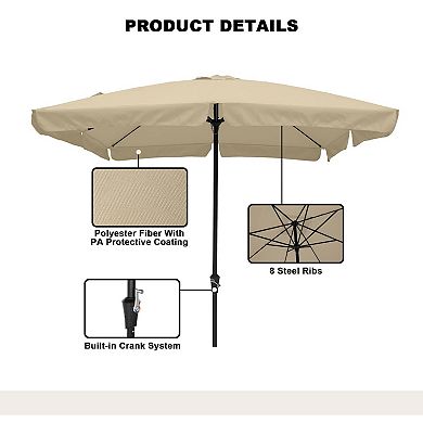 Clihome 10 X 8 Ft Skirted Canopy 8 Ribs Square Outdoor Umbrella with Base